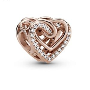 Pandora Sparkling Entwined Hearts Charm, Rose Gold-Plated